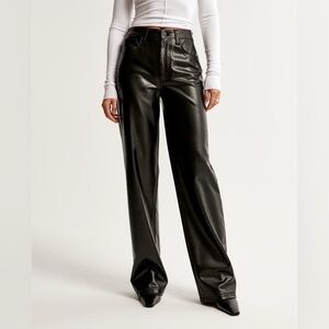 Abercrombie & Fitch Black Wide-Leg Faux Leather Pants
